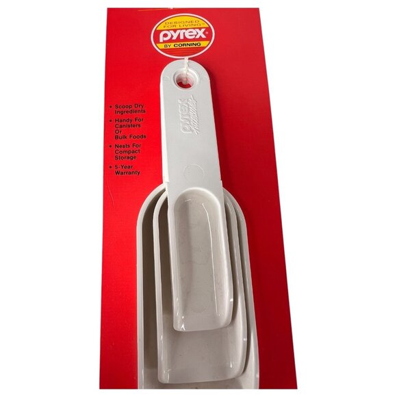 New Vintage Pyrex Accessories 3 Scoop Set Nesting Spoon Plastic Kitchen Tools - Picture 3 of 4